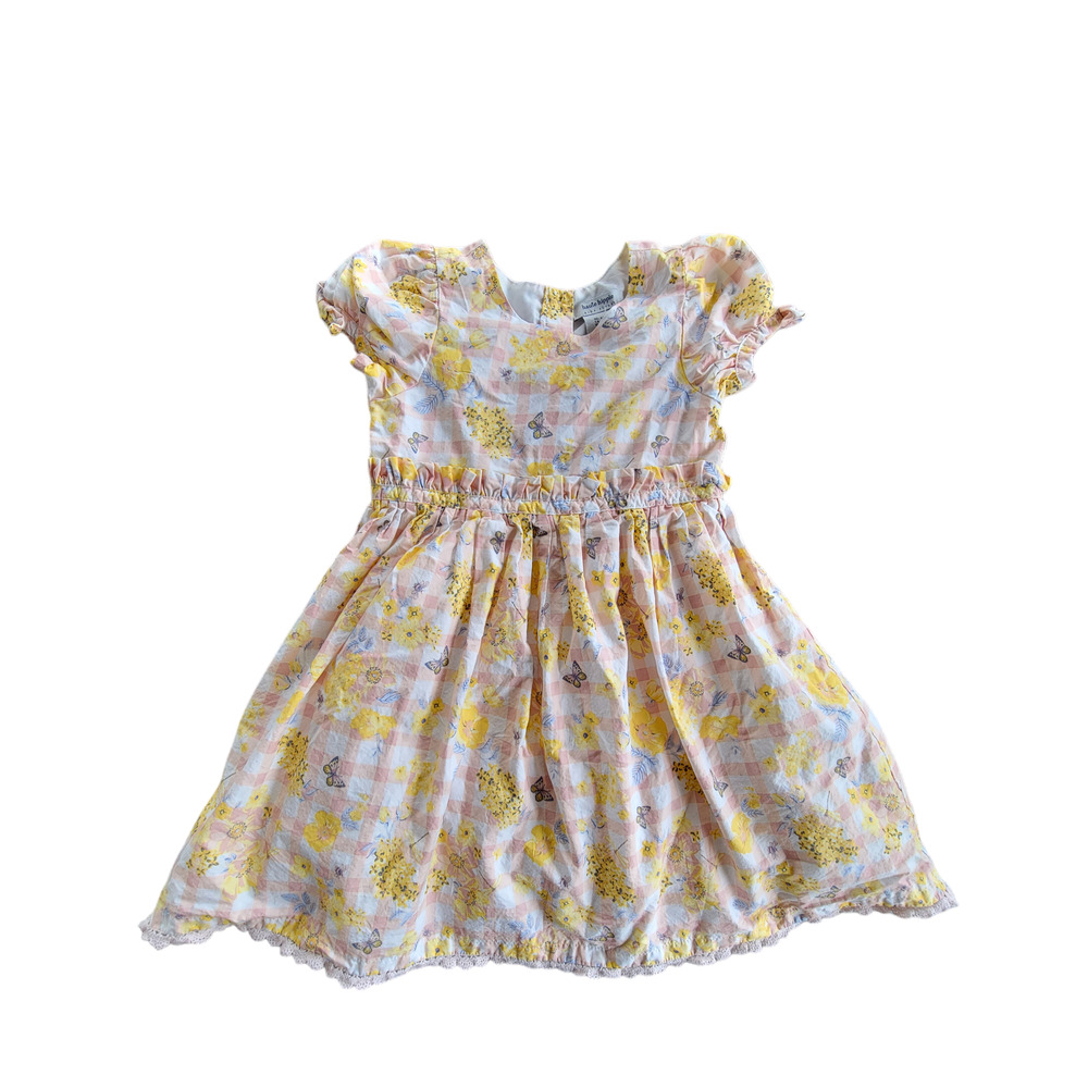 Haute Hippieโ Gingham Butterfly Floral Flared Summer Party Girl's Dress Size 5T